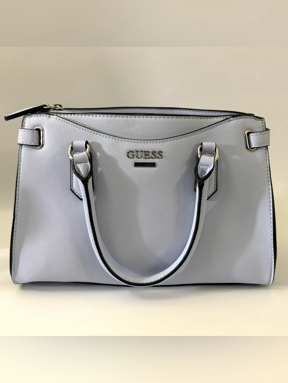 GUESS Satchel Handbag Light Blue Crossbody Purse w/ Wallet Zip Top Faux Leather